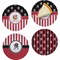 Pirate & Stripes Set of 4 Glass Appetizer / Dessert Plate 8" (Personalized)