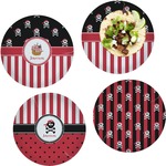 Pirate & Stripes Set of 4 Glass Lunch / Dinner Plate 10" (Personalized)