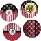 Pirate & Stripes Set of 4 Glass Lunch / Dinner Plate 10" (Personalized)