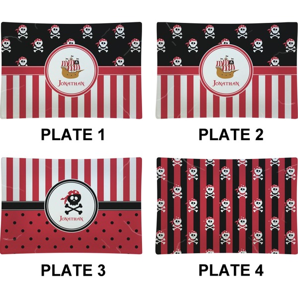 Pirate & Stripes Set of Rectangular Appetizer / Dessert Plates (Approval)