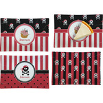 Pirate & Stripes Set of 4 Glass Rectangular Appetizer / Dessert Plate (Personalized)