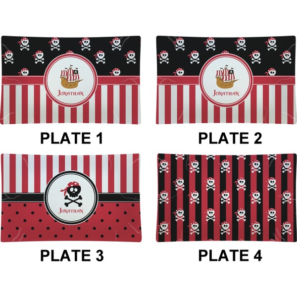 Pirate & Stripes Set of Rectangular Dinner Plates (Approval)