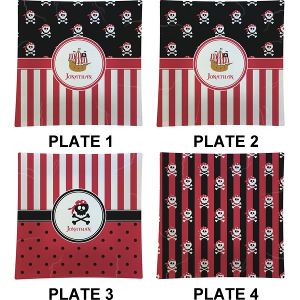 Pirate & Stripes Set of Square Dinner Plates (Approval)