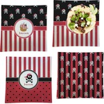 Pirate & Stripes Set of 4 Glass Square Lunch / Dinner Plate 9.5" (Personalized)