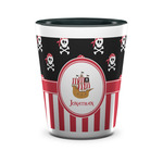 Pirate & Stripes Ceramic Shot Glass - 1.5 oz - Two Tone - Set of 4 (Personalized)