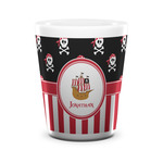 Pirate & Stripes Ceramic Shot Glass - 1.5 oz - White - Set of 4 (Personalized)