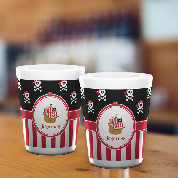 Pirate & Stripes Shot Glass - White - LIFESTYLE