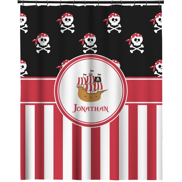 Custom Pirate & Stripes Extra Long Shower Curtain - 70"x84" (Personalized)