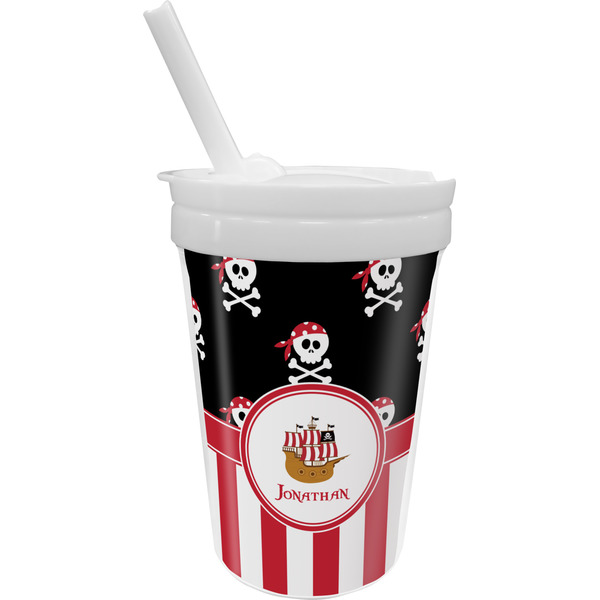 Custom Pirate & Stripes Sippy Cup with Straw (Personalized)