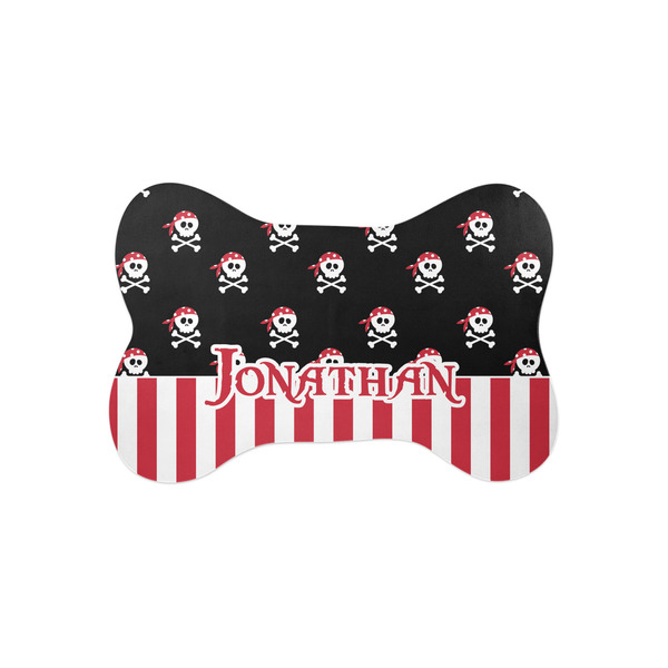 Custom Pirate & Stripes Bone Shaped Dog Food Mat (Small) (Personalized)