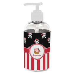 Pirate & Stripes Plastic Soap / Lotion Dispenser (8 oz - Small - White) (Personalized)