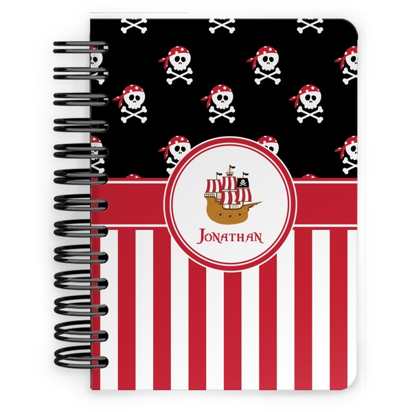Custom Pirate & Stripes Spiral Notebook - 5x7 w/ Name or Text
