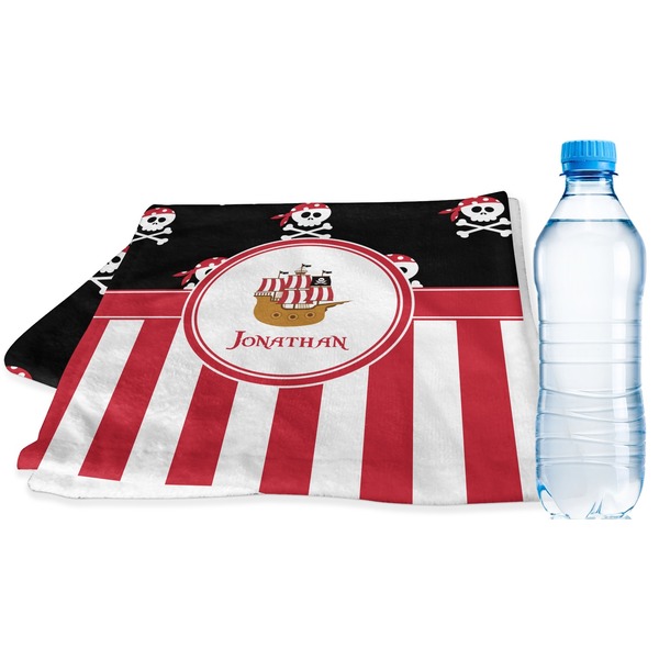 Custom Pirate & Stripes Sports & Fitness Towel (Personalized)