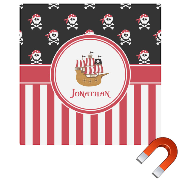 Custom Pirate & Stripes Square Car Magnet - 6" (Personalized)