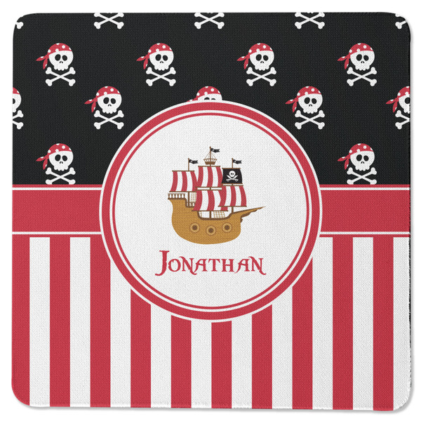 Custom Pirate & Stripes Square Rubber Backed Coaster (Personalized)