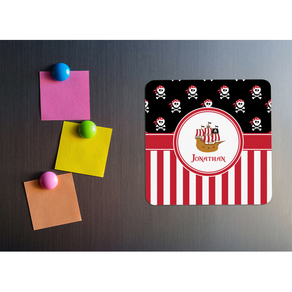 Pirate & Stripes Square Fridge Magnet - LIFESTYLE