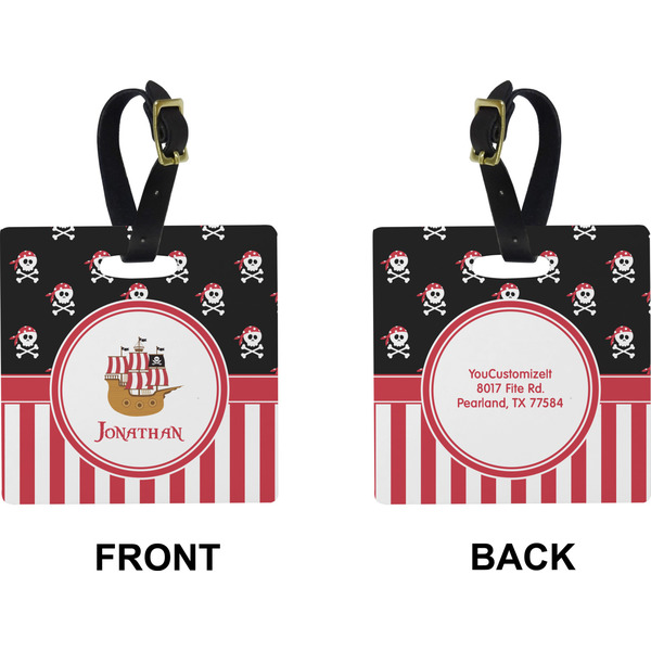 Pirate & Stripes Square Luggage Tag (Front + Back)