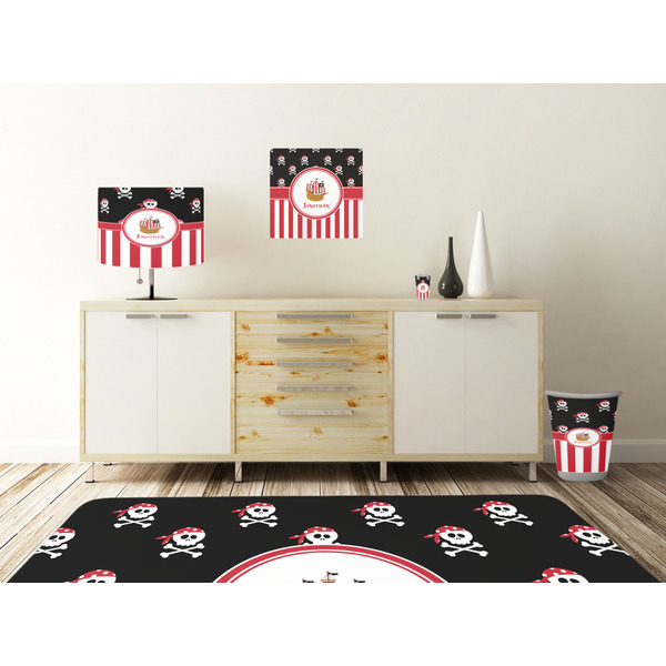 Pirate & Stripes Square Wall Decal Wooden Desk