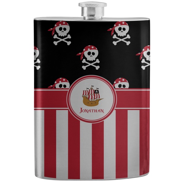 Custom Pirate & Stripes Stainless Steel Flask (Personalized)