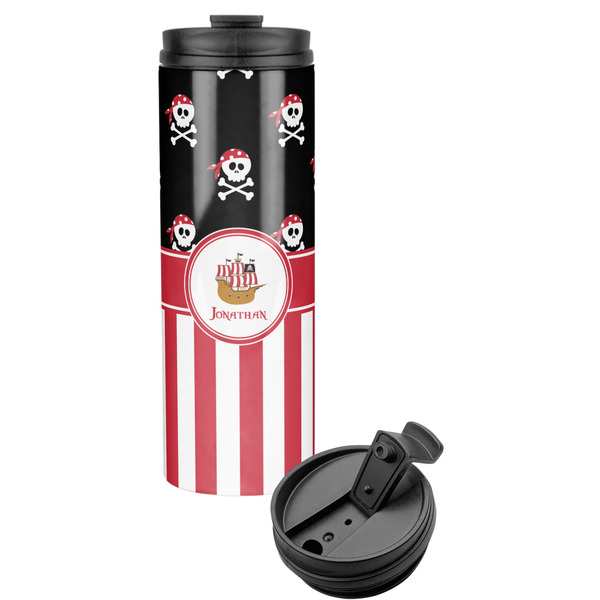 Custom Pirate & Stripes Stainless Steel Skinny Tumbler (Personalized)