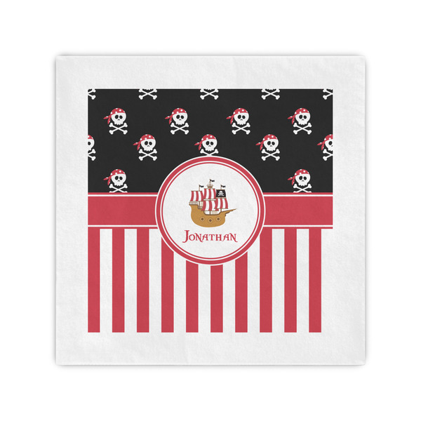 Custom Pirate & Stripes Standard Cocktail Napkins (Personalized)