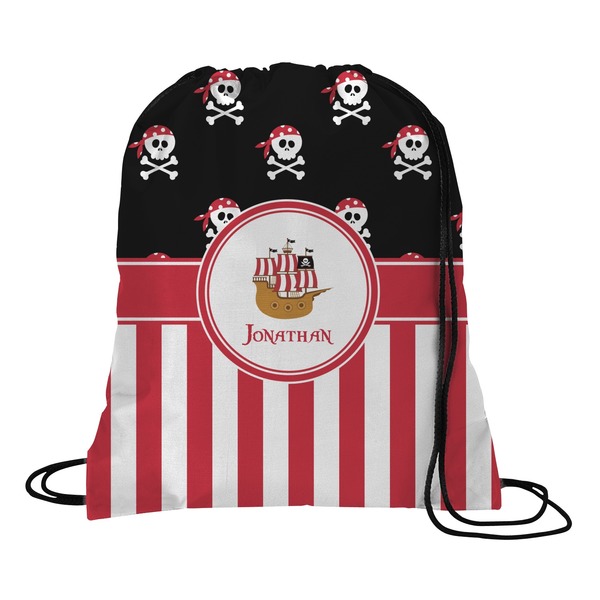 Custom Pirate & Stripes Drawstring Backpack - Medium (Personalized)