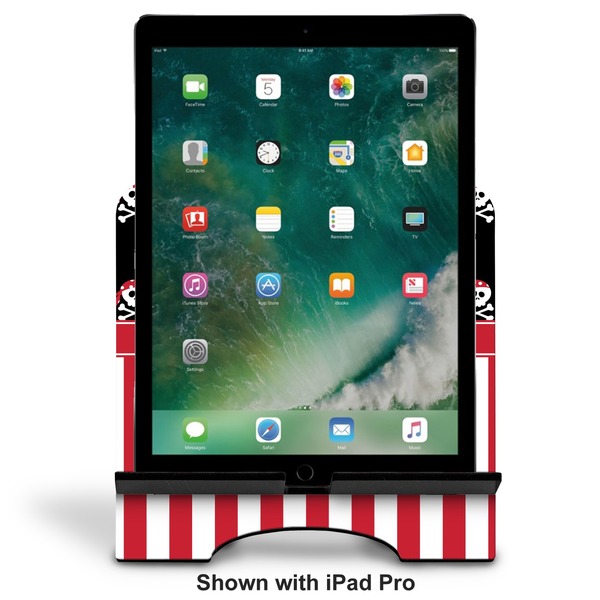 Pirate & Stripes Stylized Tablet Stand - Front with ipad