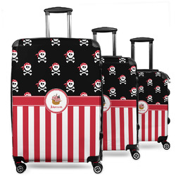 Pirate & Stripes 3 Piece Luggage Set - 20" Carry On, 24" Medium Checked, 28" Large Checked (Personalized)