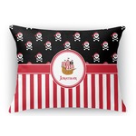 Pirate & Stripes Rectangular Throw Pillow Case (Personalized)