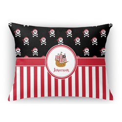 Pirate & Stripes Rectangular Throw Pillow Case - 12"x18" (Personalized)