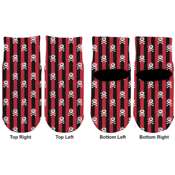 Pirate & Stripes Toddler Ankle Socks - Double Pair - Front and Back - Apvl