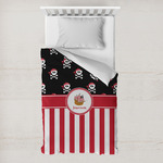 Pirate & Stripes Toddler Duvet Cover w/ Name or Text