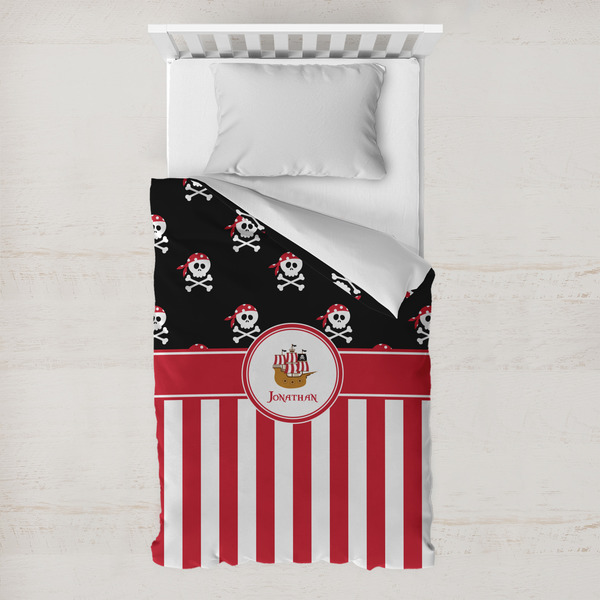 Custom Pirate & Stripes Toddler Duvet Cover w/ Name or Text
