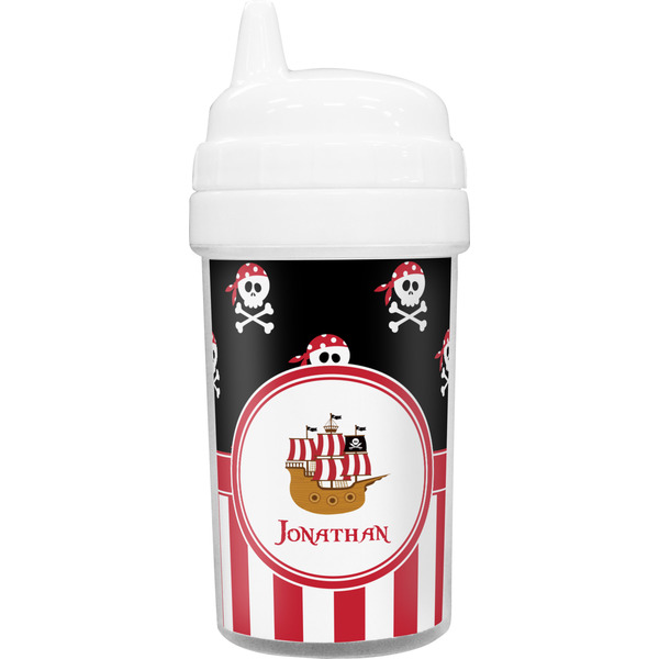 Custom Pirate & Stripes Toddler Sippy Cup (Personalized)