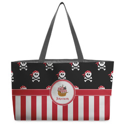 Pirate & Stripes Beach Totes Bag - w/ Black Handles (Personalized)