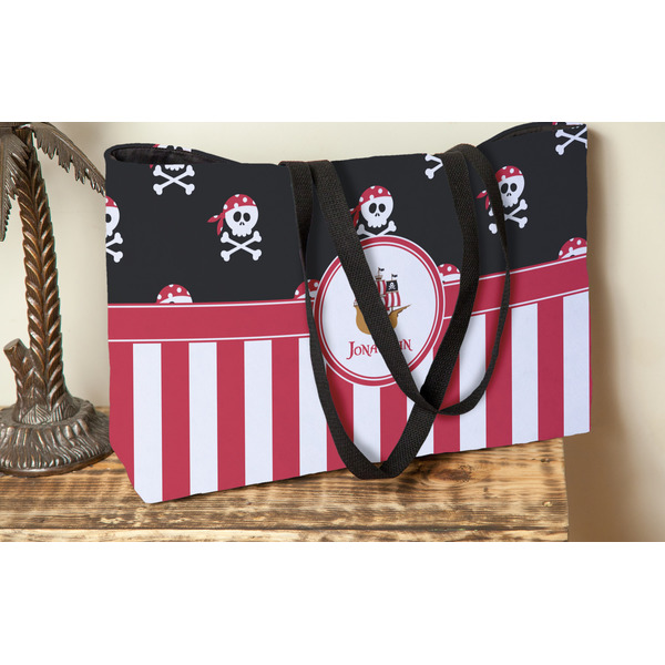 Pirate & Stripes Tote w/Black Handles - Lifestyle View