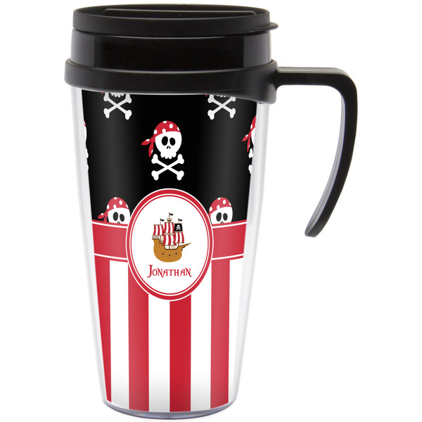 Custom Pirate & Stripes Acrylic Travel Mug with Handle (Personalized)