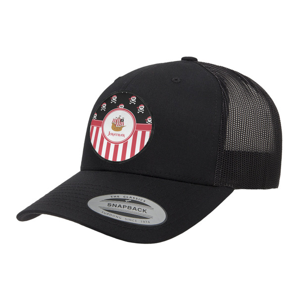 Custom Pirate & Stripes Trucker Hat - Black (Personalized)