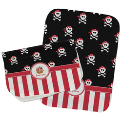 Pirate & Stripes Burp Cloths - Fleece - Set of 2 w/ Name or Text
