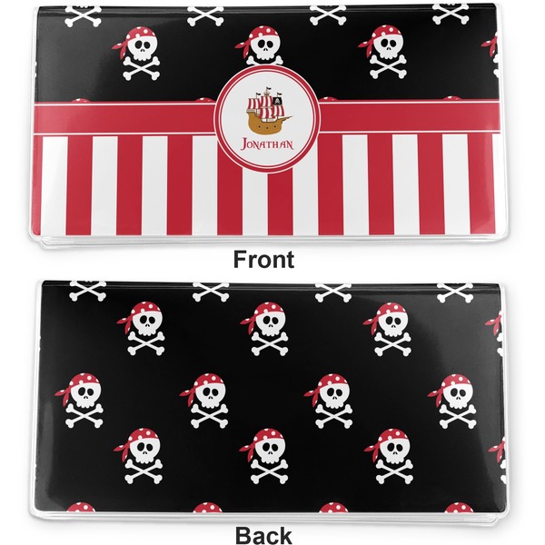 Pirate & Stripes Vinyl Check Book Cover - Front and Back