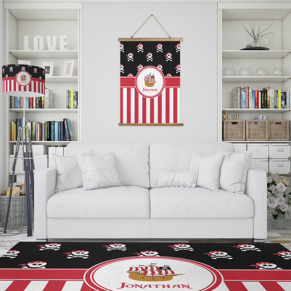 Pirate & Stripes Wall Hanging Tapestry - Portrait - IN CONTEXT