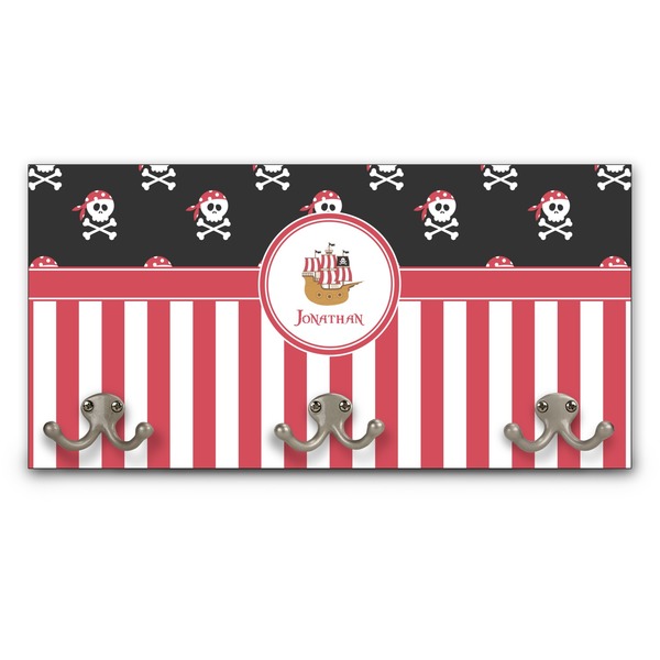 Custom Pirate & Stripes Wall Mounted Coat Rack (Personalized)