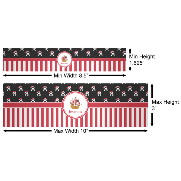 Pirate & Stripes Water Bottle Labels w/ Dimensions