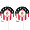 Pirate & Stripes White Plastic 4" Food Pick - Round - Double Sided - Front & Back