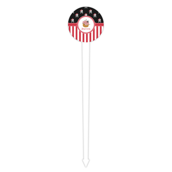Pirate & Stripes White Plastic 4" Food Pick - Round - Single Pick