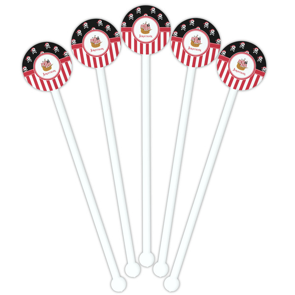 Pirate & Stripes White Plastic 5.5" Stir Stick - Fan View