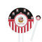 Pirate & Stripes 5.5" Round Plastic Stir Sticks - White - Single Sided (Personalized)