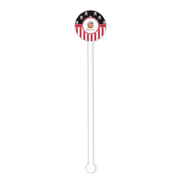 Pirate & Stripes White Plastic 5.5" Stir Stick - Round - Single Stick