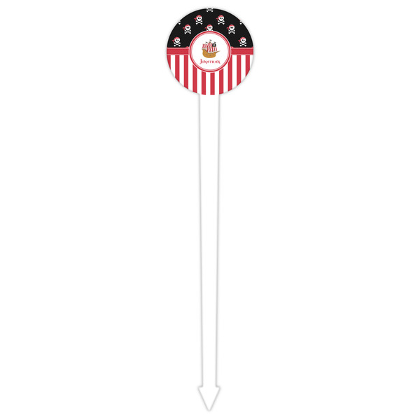 Pirate & Stripes White Plastic 6" Food Pick - Round - Single Pick