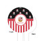 Pirate & Stripes White Plastic 6" Food Pick - Round - Single Sided - Front & Back